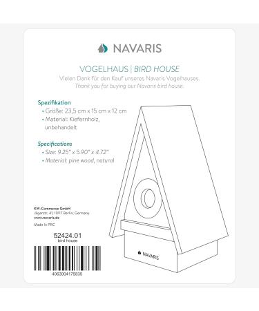 Navaris Wooden Bird House - Pine Wood Nesting Box for Garden Birds - Ideal for Robins, Blue Tits, Sparrows - Buy Online on GoSupps.com