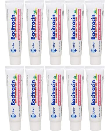 Bacitracin Zinc Ointment 1 oz - Antibiotic First Aid Supplies - Maximum Healing Power - Prevents Infection - 10 Pack - Buy Online on GoSupps.com