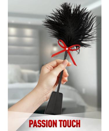 Feather Mask & French Tickler Whip Set | Satin Blindfold & Faux Leather Accessories for Ultimate Sensory Experience - International Shipping Available - Buy Online on GoSupps.com