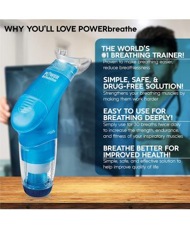 POWERbreathe Inspiratory Muscle Trainer - Blue | Medium Resistance Breathing Exercise Device for Lung Strength and Capacity - Buy Online on GoSupps.com