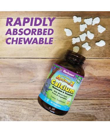 Bluebonnet Nutrition Super Earth Rainforest Animalz - Calcium, Magnesium & Vitamin D3 Chewables - 90 Natural Vanilla Frosting Flavored Gummies - Buy Online on GoSupps.com