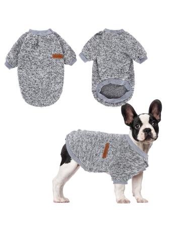 Warm dog sweater dog sweater for small medium dogs hoodie fleece dog hoodie winter puppy sweater dog coat clothing soft pet cats sweater for Corgi bulldog bichon (l/35cm gray) l 35cm gray