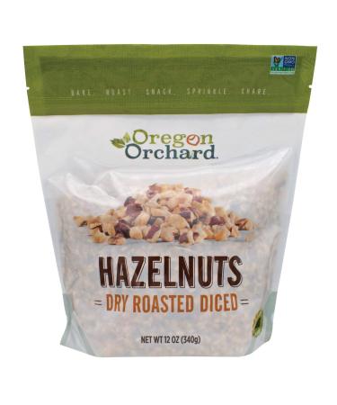 Oregon Orchard Dry Roasted Diced Hazelnuts, Chopped Hazelnuts, Unsalted, 12oz Bag, Grown In Oregon