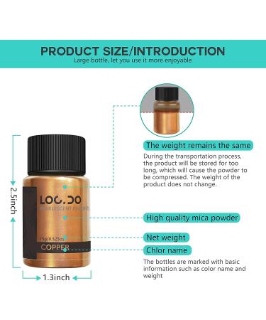 LOCDO Metallic Pigment Powder 8 Colors Shimmer Mica Powder for Epoxy Resin, Clay, Nail Art - 15ml Red - Buy Online on GoSupps.com