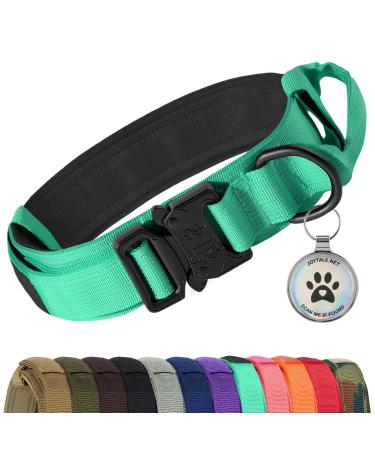 Joyal tactical dog collar |Dog collar with handle |Dog collar medium -sized dogs with QR code dog brand turquoise m m turquoise