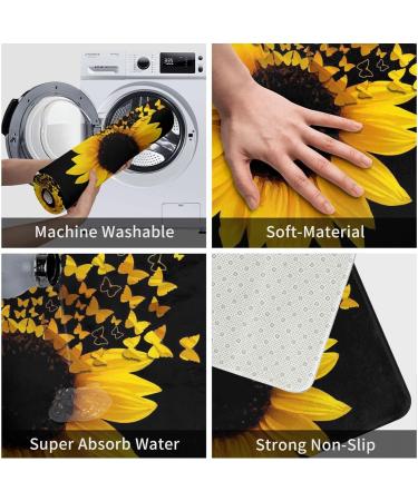 VANANI Sunflower Floral Butterflies Art Non-Slip Rugs Easy To Clean Suitable For Front Door Garage Door Back Door Bedroom And Kitchen.40x60cm White One Size - Buy Online on GoSupps.com
