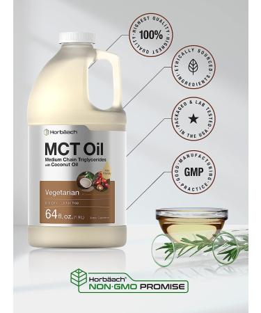 MCT Oil 64 oz - 100% Pure Blend for Coffee, Tea, Juice & Liquids - Keto, Vegetarian, Non-GMO - Gluten Free - by Horbaach - Buy Online on GoSupps.com
