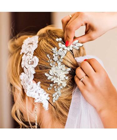 5 Piece Wedding Hair Comb Set - Pearl Crystal Bridal Hair Pins & U-Shaped Rhinestone Side Comb - Silver Hair Accessories for Brides & Girls - Buy Online on GoSupps.com