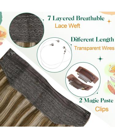 Easyouth Brown Highlight Wire Human Hair Extensions 12 Inch 70g - Invisible Fish Wire Hair #4P27 - Buy Online on GoSupps.com