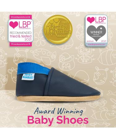 Soft Sole Leather Baby Shoes for Boys and Girls | Toddler Walking Shoes 6-12 Months in Dark Blue and Navy - Buy Online on GoSupps.com