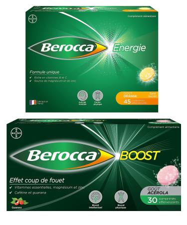 Berocca Orange Energy + Berocca Boost Guarana Caffeine Multivitamins Helps Reduce Fatigue Vitamin C B and Minerals 30 + 45 Effervescent Tablets Do Not Match
