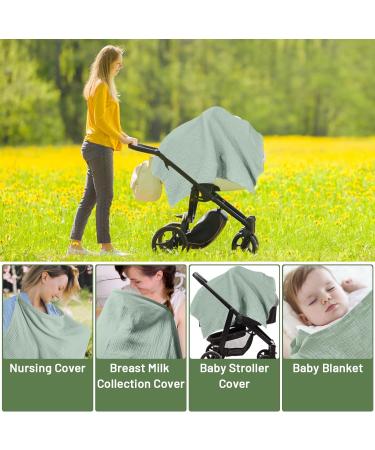 Breathable Cotton Nursing Cover for Breastfeeding | Baby Feeding, Car Seat & Stroller Cover | Light Green - Buy Online on GoSupps.com