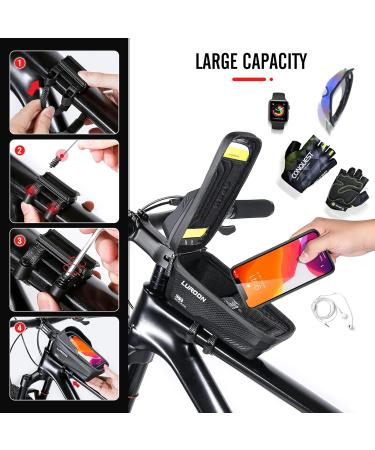 Waterproof Bike Holder & Cell Phone Bag for Smartphones Up to 6.9 inches | Luroon Bicycle Handlebar Bag with Rain Hood - Gray - Buy Online on GoSupps.com