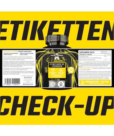 Curcumin 95 + Piperine 302mg - High-Dose Turmeric Extract 120 Vegan Capsules - Apollo's Hegemony - 6 Months Supply - Buy Online on GoSupps.com