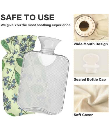 NAANLE RETRO Transparent Hot Water Bottle | 2L Hand/Foot Warmer for Pain Relief & Cold Therapy - Leaves & Flowers Design - Buy Online on GoSupps.com