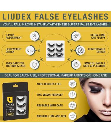 LIUDEX False Eyelashes - 3 Pairs - Different Style - 3D Mink False Eyelashes Natural Look Reusable Fake Lashes Volume Fluffy Soft Wispy Eyelash Trio - Buy Online on GoSupps.com
