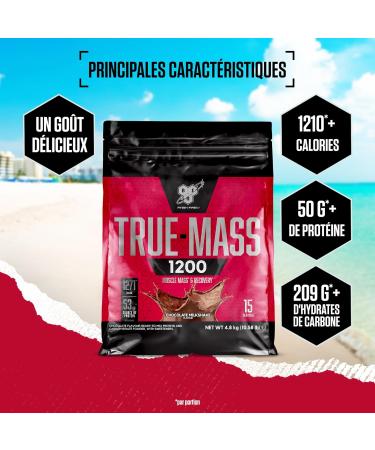 BSN True Mass 1200 Protein Powder Mass Gain with Whey and Carbohydrate Isolate Weight & Muscle Gain & Post Workout Recovery Chocolate Milkshake Taste 15 Servings 4.8 kg - Buy Online on GoSupps.com