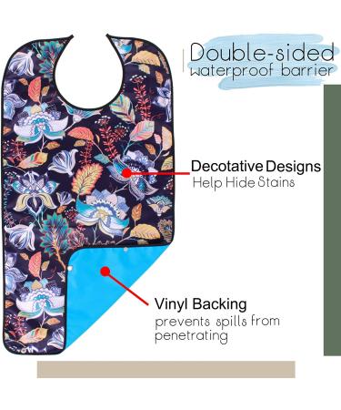 French Chic Waterproof Adult Bibs for Women with Crumb Catcher - 3 Pack | Washable & Stylish - Buy Online on GoSupps.com