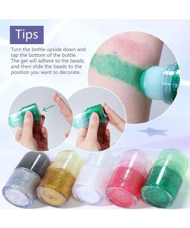 DAGEDA Body Glitter Gel - Roll-on Holographic Face and Body Shimmer Gel with Sequins and Gems - White Glitter Makeup for Rave and Festivals - Buy Online on GoSupps.com