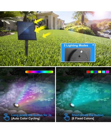 Natpow RGB Solar Pond Lighting - IP68 Waterproof Landscape Lights for Gardens Patios & Trees | Color Changing Diving Spotlights (4 in 1) - Buy Online on GoSupps.com