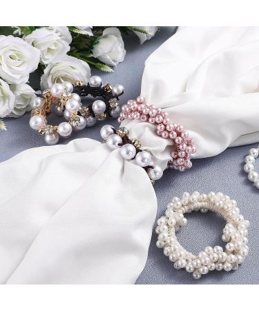 Noverlife 5PCS Pearl Hair Ties - Crystal Rhinestone Ponytail Holder Ropes for Women & Girls - Buy Online on GoSupps.com