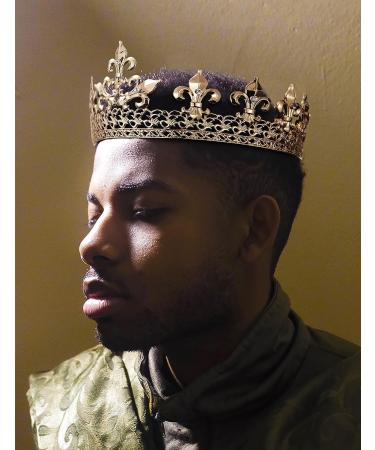 SWEETV Gold King Crown for Men - Royal Prince Tiara Headpiece for Prom, Halloween & Medieval Costumes - Buy Online on GoSupps.com