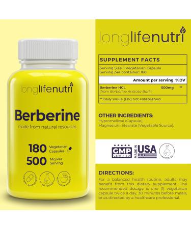 LongLifeNutri Benfotiamine 300 mg & Berberine HCl 500 mg Bundle - 180 Vegan Capsules Each 6 Month Supply Fat-Soluble B1 and Botanical Alkaloid Non-GMO GMP Certified Made in USA - Buy Online on GoSupps.com