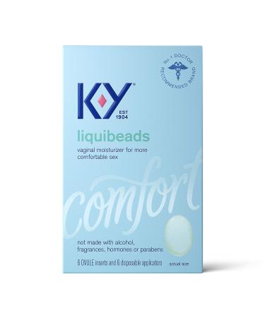 K-Y Liquibeads Vaginal Moisturizer Silicone-Based Formula Safe to Use with Condoms For Men Women and Couples 6 Ovules and Applicators (Pack of 3)