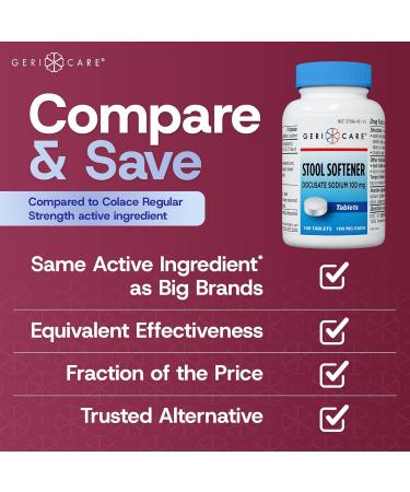 GeriCare Stool Softener Docusate Sodium 100 mg & Chewable Extra Strength Gas Relief Simethicone 125 mg Gentle Constipation Relief and Fast Gas Bloating & Pressure Relief Bundle Digestive Health - Buy Online on GoSupps.com