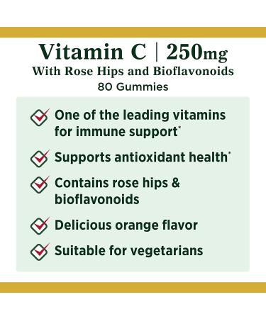 Nature's Bounty Vitamin C Gummies - 250mg Orange Flavor, 80 Count - Buy Online on GoSupps.com