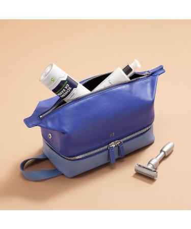 Shop DUDU Handmade Leather Beauty Case for Travel | Stylish Toiletry Bag for Men & Women | 2 Compartments Navy - Buy Online on GoSupps.com