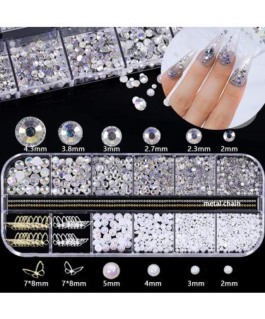 3D Acrylic Butterfly & White Flowers Nail Charms | Crystal Rhinestones for Nail Art & Jewelry Crafting - Buy Online on GoSupps.com