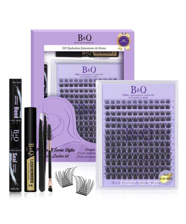 Lash Extension Set 156 PCs eyelash Extensions Set B&C Wimper Extension Set Individual eyelashes with mascara brush lash adhesive remote eyelashes Applicators for DIY eyelash extensions (B01 kit) 1 piece (1 Pack) 156PCs B01kit