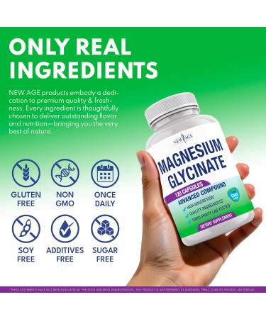Magnesium Glycinate 500mg | 90mg Elemental Magnesium Supplement- High Absorption, Non Buffered, Non-GMO & No Gluten - Muscle & Bone Health - 240 Vegan Capsules 120 Count (Pack of 2) - Buy Online on GoSupps.com