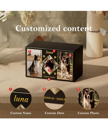 Bemaystar Personalized Pet Urns for Dogs Ashes - Custom Wooden Box with Photo for Pet Memorial Keepsake Photo Box Pet Cremation Urn Sympathy Gift for Pet Lovers Suitable for Weights Up to 56 lbs S(56 Pound) Custom 3 Photos - Buy Online on GoSupps.com