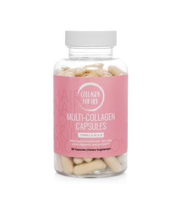 Collagen For Her: Multi Collagen Capsules for Women (Types I II III V X ) Hydrolyzed Collagen Peptides Vitamin Supplement for Hair Skin Nails and Joint Support (90 ct.) 1 Count (Pack of 90)
