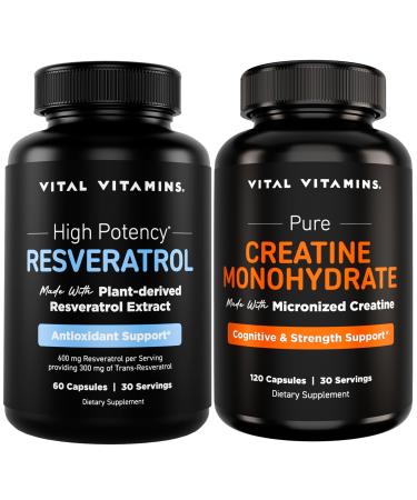 Vital Vitamins Resveratrol 60 ct + Creatine Capsules 120 ct