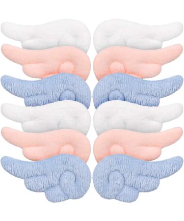 6 Pairs Angel Wing Hair Clips Christmas Cartoon Hair Clips Plush Hair Barrettes Non Slip Hair Clamps Barrettes Cartoon Hairpins cosplay accessories kawaii for Women (White Pink and Light Blue)