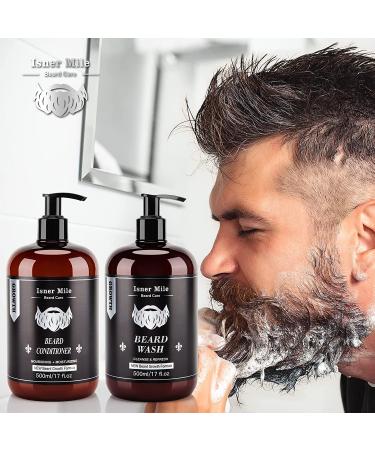 Beard Wash and Conditioner Set - Large 17 oz - New Beard Growth Formula with Biotin, Argan & Jojoba Oils - Smooth, Soften, Strengthen - Gift for Men - Buy Online on GoSupps.com