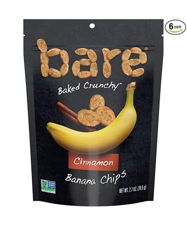 Bare Baked Crunchy Banana Chips Cinnamon Gluten Free 2.7 Ounce Bag 6 Count