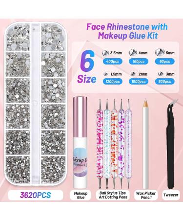3600Pcs Face Gems Rhinestones Set with Makeup Glue - Shynek Eye & Hair Rhinestone Kit for Nail Art & Crafts - Buy Online on GoSupps.com