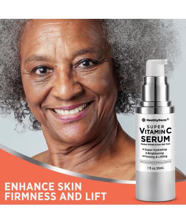 Super Vitamin C Serum for Mature Skin - Hydrating Anti-Aging Formula with Hyaluronic Acid & Vitamin E for Wrinkle & Age Spot Reduction - Buy Online on GoSupps.com