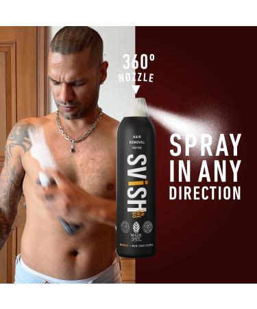 Svish On The Go Painless Body Hair Removal Spray for Men - 200ml | Made Safe Certified | Ideal for Chest Legs Under Arms | Includes Post Hair Removal Cream (25gm) - International Shipping Available - Buy Online on GoSupps.com