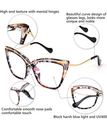 FEISEDY Women Oversized Blue Light Blocking Glasses | Cat Eye Floral Design | Anti Eyestrain Eyewear B2956 (55mm) - Shop Internationally - Buy Online on GoSupps.com