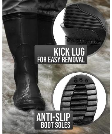 Foxelli Chest Waders - Waterproof Fishing Waders for Men & Women with Boots | Lightweight 2-ply Nylon/PVC Construction | Size 10 - Buy Online on GoSupps.com