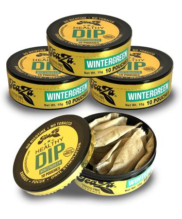 TeaZa Herbal Energy Pouches - Wintergreen with Caffeine (4 Pack) - Nicotine and Tobacco Free Herbal Snuff - Refreshing Tobacco Alternative - Buy Online on GoSupps.com