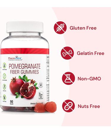 Pharmvista Pomegranate Fiber Gummies 100mg - Gluten-Free Vegan Supplement | Rich in Dietary Fiber - 90 Gummies - Buy Online on GoSupps.com