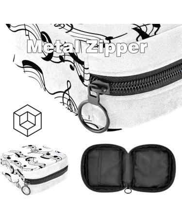 Music Notes Sanitary Napkin Storage Bag | Period Tampon Makeup Pad Pouch - Black Color - Buy Online on GoSupps.com