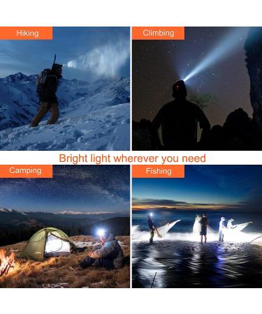 90000 Lumens Rechargeable LED Headlamp with 5 Modes - Adjustable Headband for Fishing, Hiking, Backpacking - Adults & Kids - Buy Online on GoSupps.com