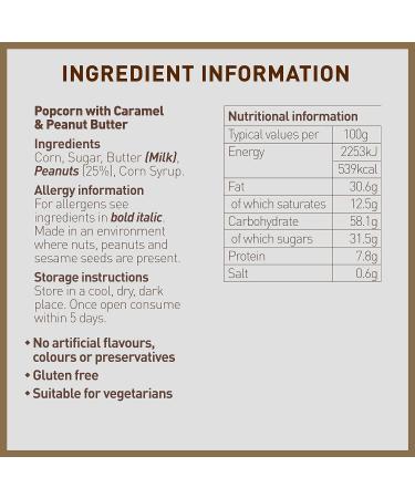 Joe & Seph's Peanut Butter Popcorn Snack (32g) | Gluten Free | Handmade in UK | Vegetarian Friendly | 1 Star Great Taste Award Winner 2023 - Buy Online on GoSupps.com